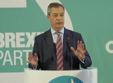 Nigel Farage delivering an election speech today,