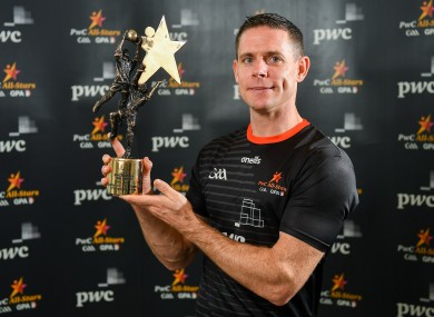 Dublin footballer Stephen Cluxton with his PwC GAA/GPA Footballer of the Year award at the PwC All-Star Awards 2019 at the Convention Centre in Dublin.