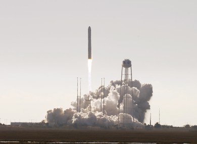 Northrop Grumman’s Antares rocket lift off the launch pad at NASA Wallops Flight facility in Wallops Island, Virginia.