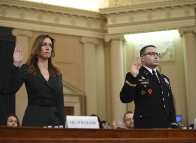 State Department official and advisor to Vice President Mike Pence Jennifer Williams and Lt. Col. Alexander Vindman, an expert on Eastern European affairs on the National Security Council.