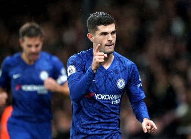 Chelsea's Christian Pulisic celebrates scoring.