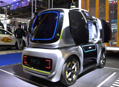 A self-driving car on display in Beijing earlier this year.