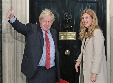 Boris Johnson and his girlfriend Carrie Symonds arriving at Downing Street today.
