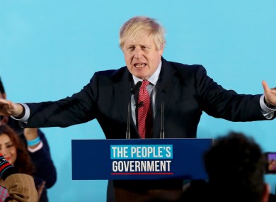 Prime Minister Boris Johnson at a rally today.