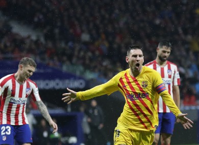 Messi celebrates what turned out to be the winner.