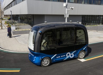 A self-driving tour bus in China.