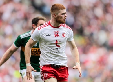 Cathal McShane playing for Tyrone in their 2019 All-Ireland senior football semi-final against Kerry.
