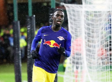 Jean-Kévin Augustin celebrates a Europa League goal against Celtic in 2018.