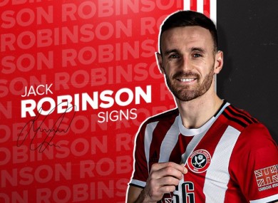 Robinson in the Sheffield United shirt.