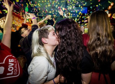 Same-sex marriage supporters celebrate in October when the law changed in Northern Ireland.