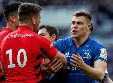 Owen Farrell and Garry Ringrose during last year's Champions Cup final.