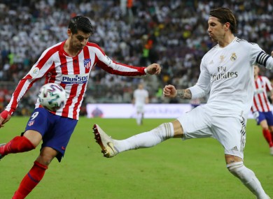 Sergio Ramos' (right) penalty settled the Supercopa de Espana final.