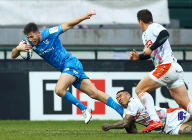 Ross Byrne on the ball for Leinster.