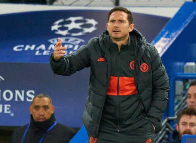 Chelsea boss Lampard looks on during his side's Champions League clash with Bayern Munich.