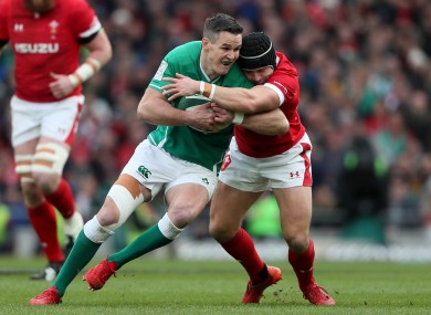 Leigh Halfpenny gets to grips with Jonny Sexton last weekend.