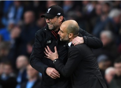 Liverpool boss Jurgen Klopp and City counterpart Pep Guardiola.