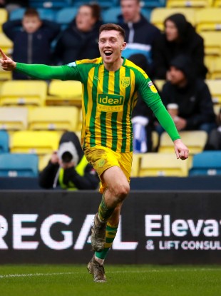 Dara O'Shea celebrates after scoring for West Bromwich Albion against Millwall.
