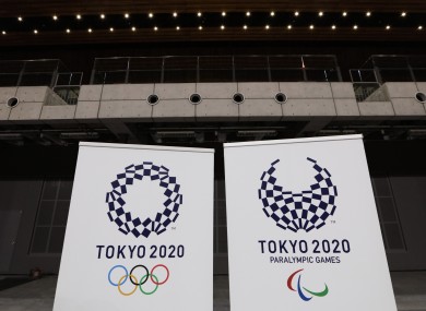 Logos are displayed at the opening of the venue for volleyball and wheelchair basketball at the upcoming Olympic and Paralympic games.