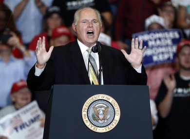 Limbaugh at a Trump campaign rally in 2018.