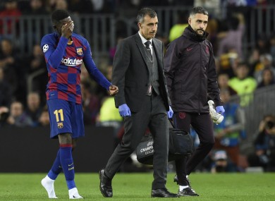 Dembele leaving the pitch with a problem earlier in the season.