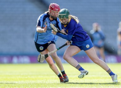 Gailltir captian Áine Lyng facing Linda Sullivan of St. Rynagh's.