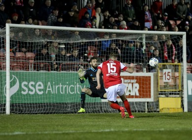 Billy King scores the winner into the top corner.