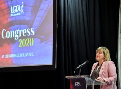 Marie Hickey, President, LGFA, gives an address during congress.