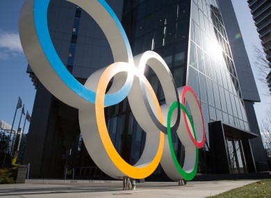 The Olympic Rings in front of the Japan Olympic Museum in Shinjuku.