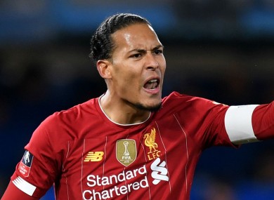 Virgil van Dijk gestures angrily during defeat to Chelsea.