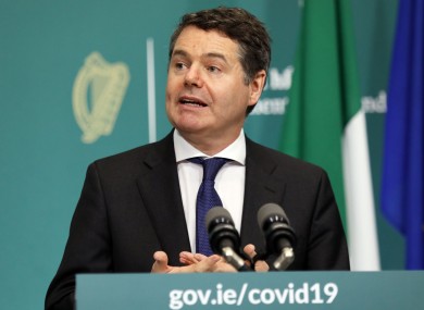 Finance Minister Paschal Donohoe pictured at a Covid-19 briefing in Dublin earlier this month.