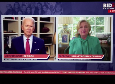 A virtual town hall meeting where Clinton endorsed Biden this evening.