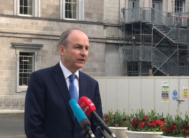 Fianna Fáil leader Micheál Martin at Leinster House this evening