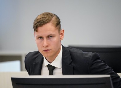 Defendant Philip Manshaus appears in court on charges of murder and terrorism.