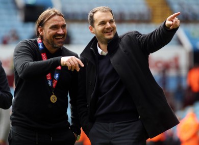 Stuart Webber (right) with Norwich manager Daniel Farke.