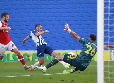 Neal Maupay scores the winning goal.