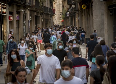 People walking down the Portaferrissa shopping street in Barcelona