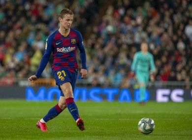 Frenkie De Jong has made 27 league appearances for Barcelona.
