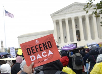 Pro-immigration demonstrators outside the US Supreme Court in Washington DC in October 2019