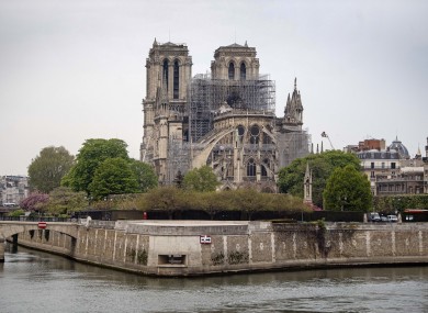 The Notre Dame Cathedral in Paris following the fire last year.