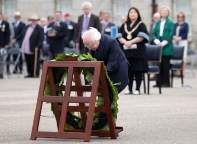 President Michael D Higgins at Collins Barracks in Dublin today.