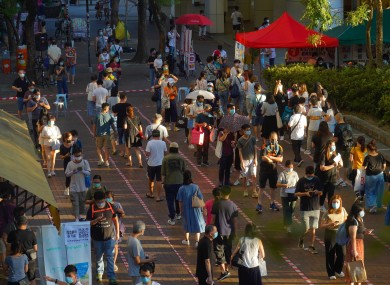 People queuing up to vote in Hong Kong on Sunday