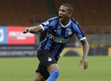 Inter Milan's Ashley Young celebrates after scoring.