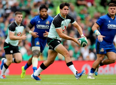 Joey Carbery on the attack when Ireland hosted Italy last August.
