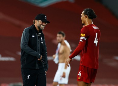 Liverpool boss Jurgen Klopp with Virgil Van Dijk