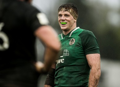 Leinster lock Ryan Baird in action for the Ireland U20s at the 2019 World Rugby U20 Championship.