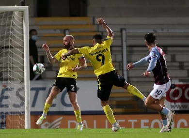 Aston Villa's Jack Grealish scores his side's second goal of the game.