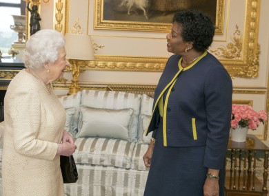 Queen Elizabeth, receiving Barbados Governor-General Dame Sandra Mason at Windsor Castle.