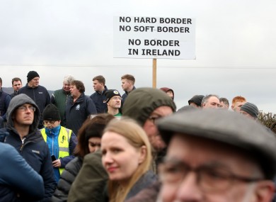 Protesters in Carrickcarnon, Co Louth at a 2019 demonstration against a post-Brexit border
