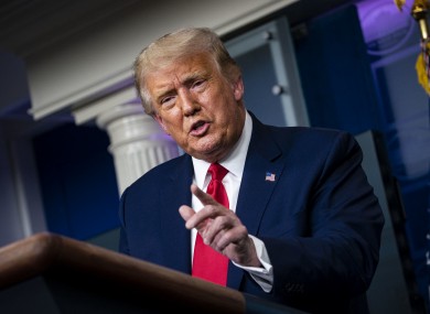 US President Donald Trump speaking at a news conference yesterday.