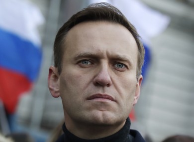 Alexei Navalny taking part in a march in memory of opposition leader Boris Nemtsov in Moscow, Russia, in February 2020.